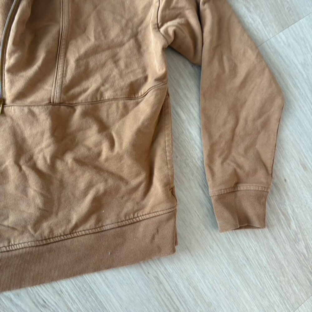 Richer Poorer Terry Half Zip Pullover Mustard Brown Small Crop - Picture 3 of 6